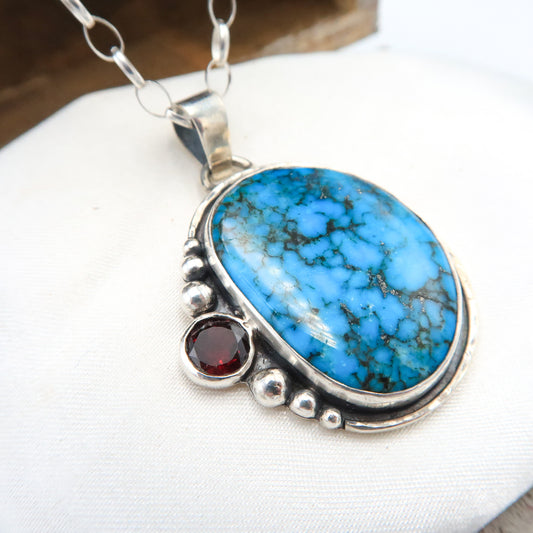 Ithica Peak Turquoise and Garnet Pendant