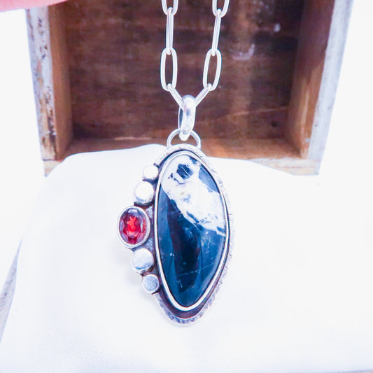 White Buffalo Garnet Pendant