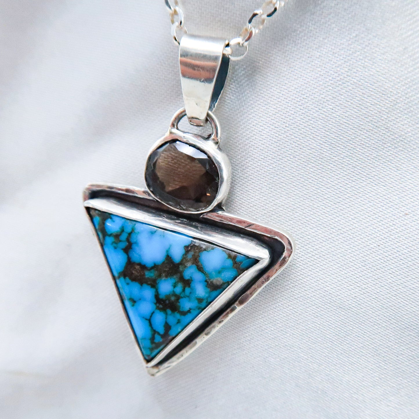 Ithaca Peak Turquoise and Smoky Quartz Triangle Pendant