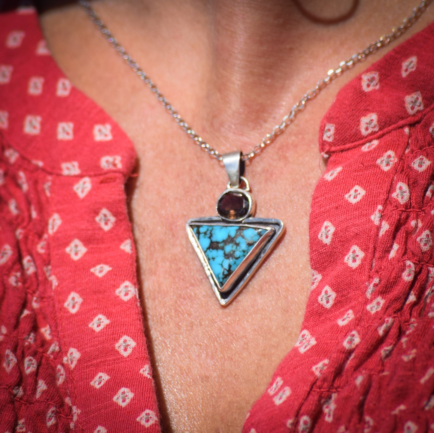 Ithaca Peak Turquoise and Smoky Quartz Triangle Pendant