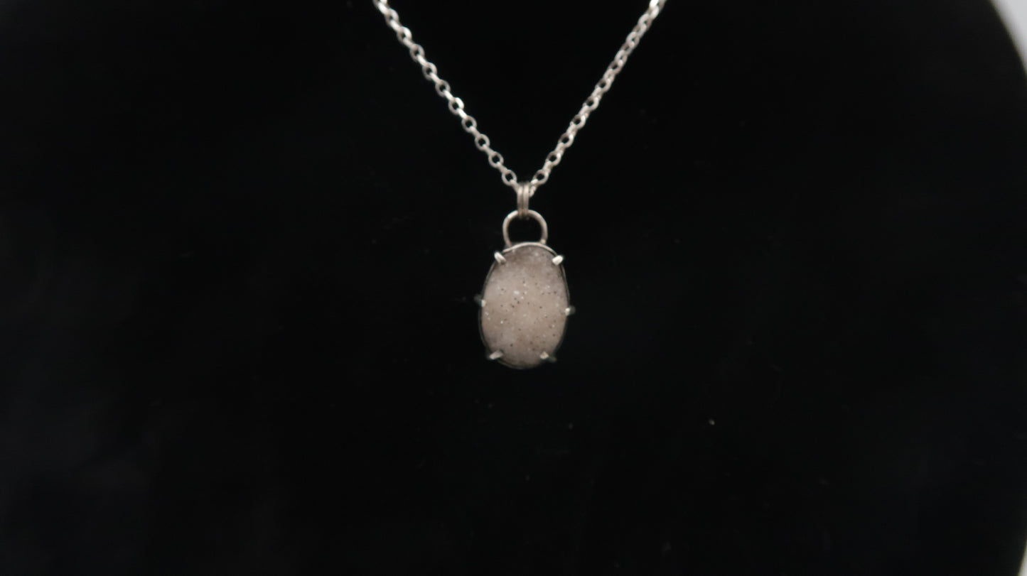 Quartz Drusy Sterling Silver Pendant