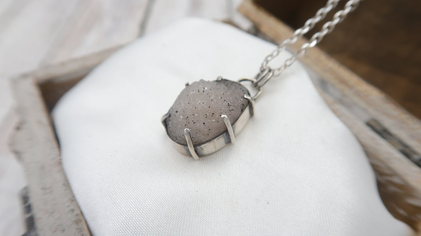 Quartz Drusy Sterling Silver Pendant