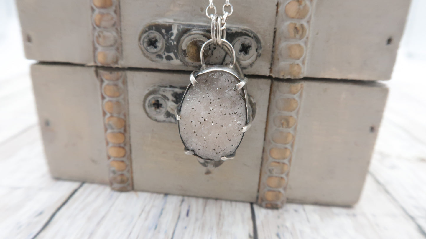 Quartz Drusy Sterling Silver Pendant