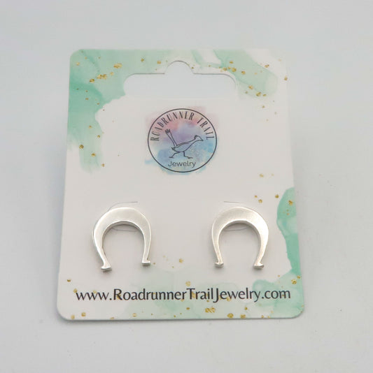 Horseshoe Fine Silver Stud Earrings