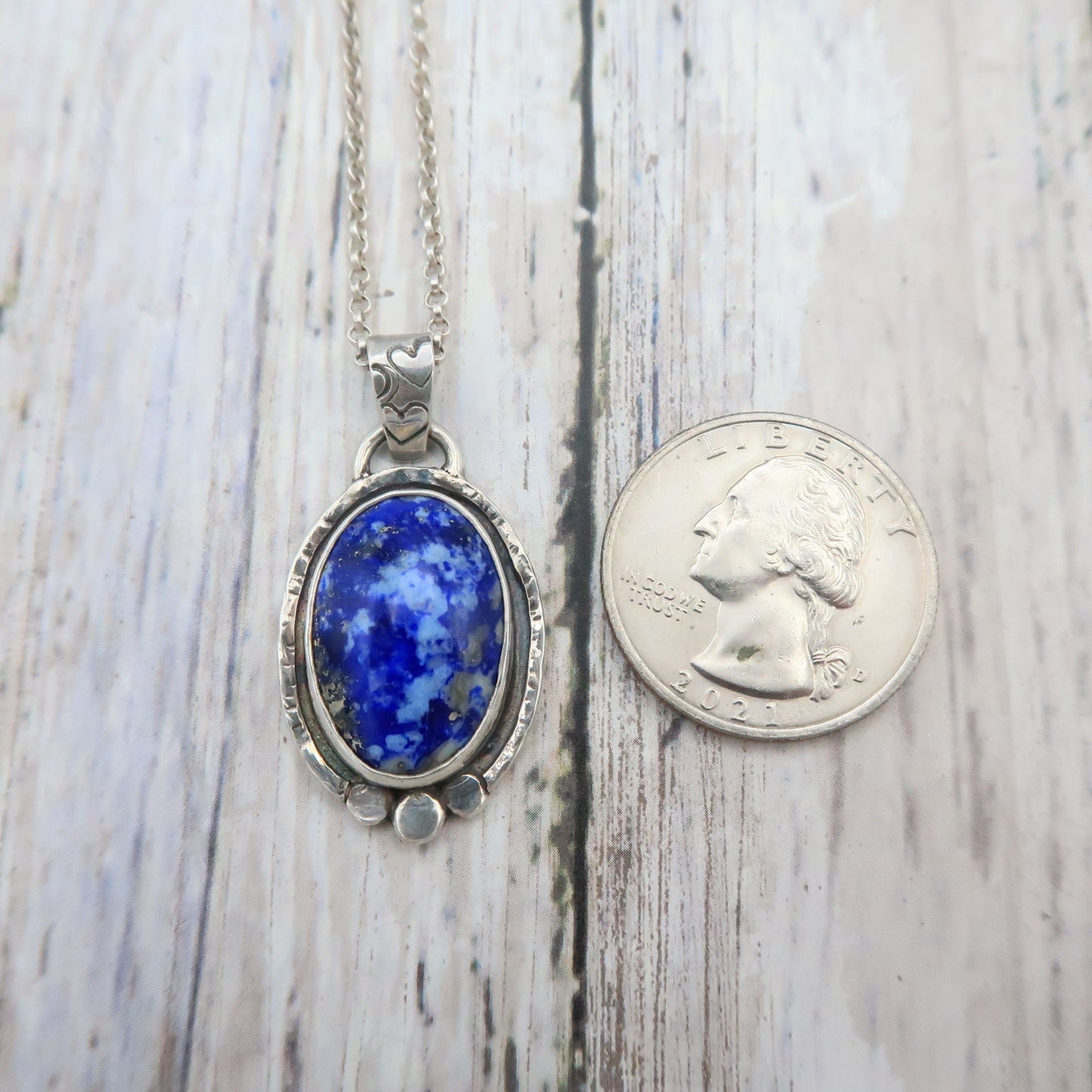 Lapis Lazuli Oval Pendant Sterling Silver