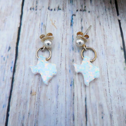 Texas Shaped Opal Earrings