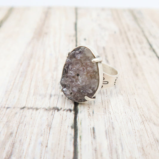 Amethyst Drusy Ring