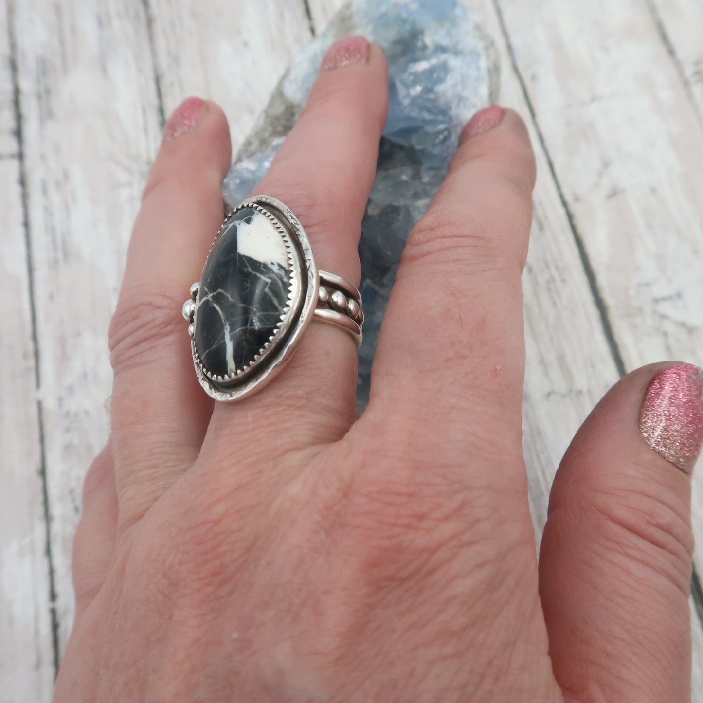 Bold White Buffalo Sterling Silver Statement Ring