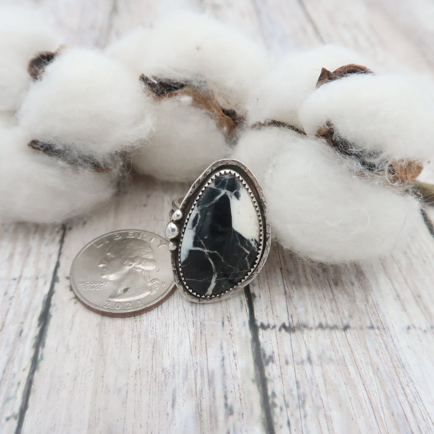 Bold White Buffalo Sterling Silver Statement Ring