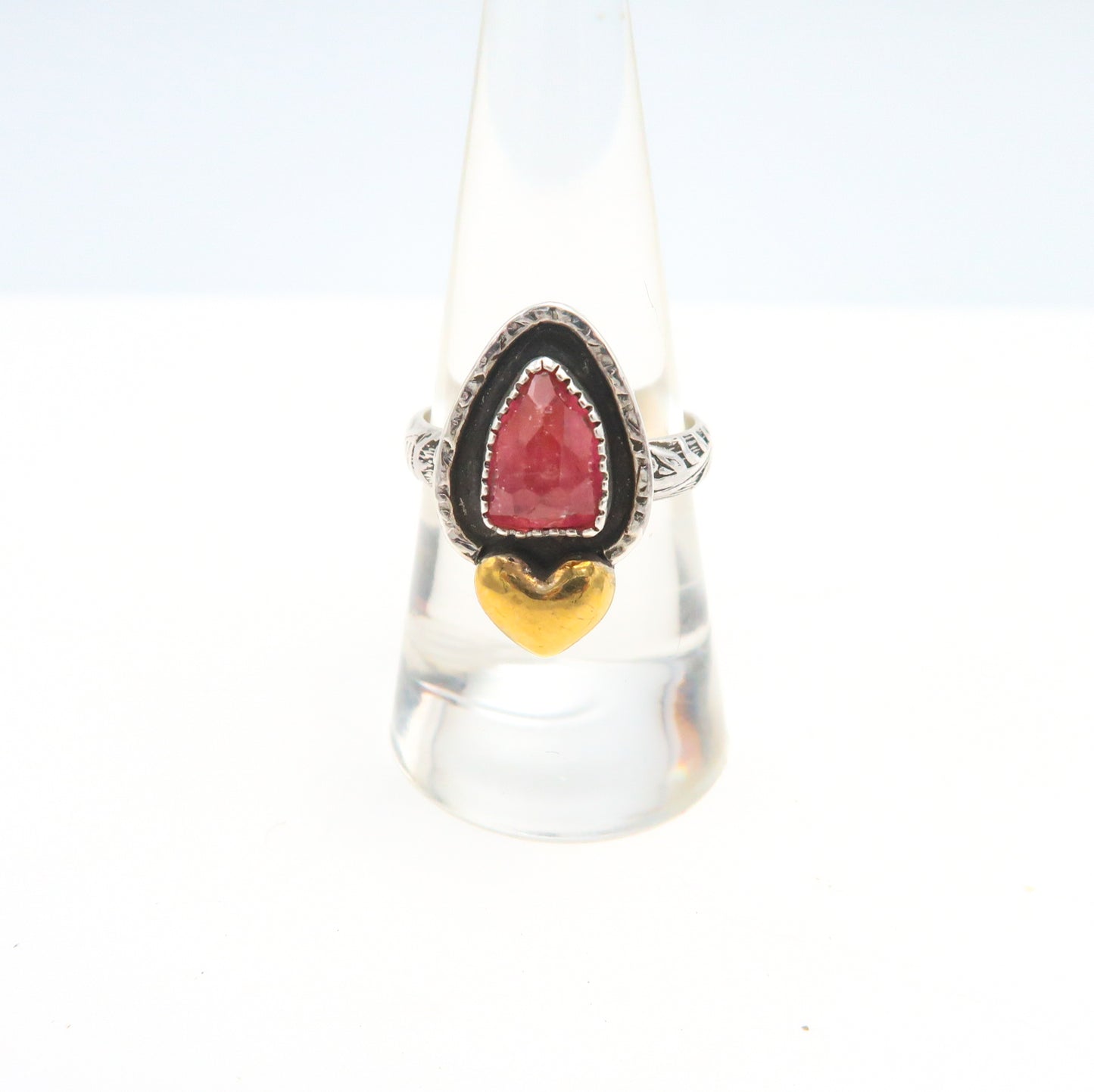 Pink Tourmaline and Sterling Silver, 18K gold ring