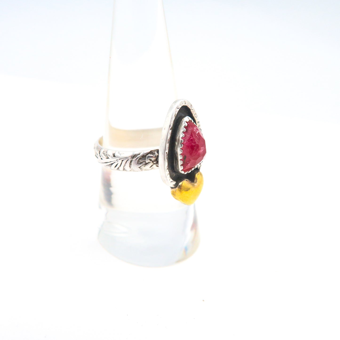 Pink Tourmaline and Sterling Silver, 18K gold ring