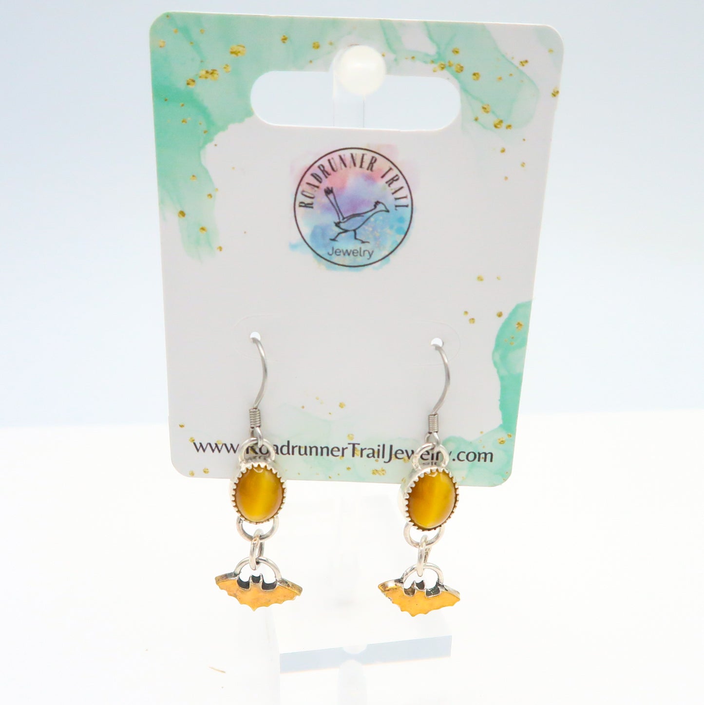 Honey Tiger's Eye Bat Earrings