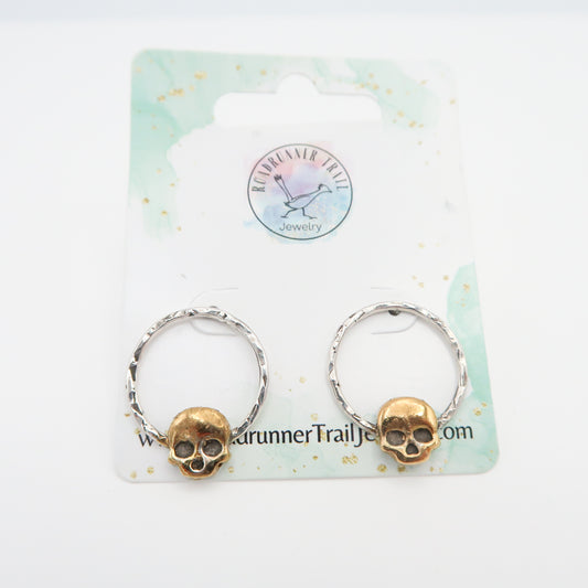 Skull Earrings Silver and Gold