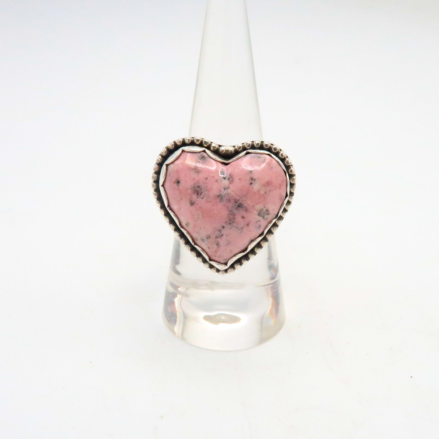 Pink Rhodonite Heart Statement Ring