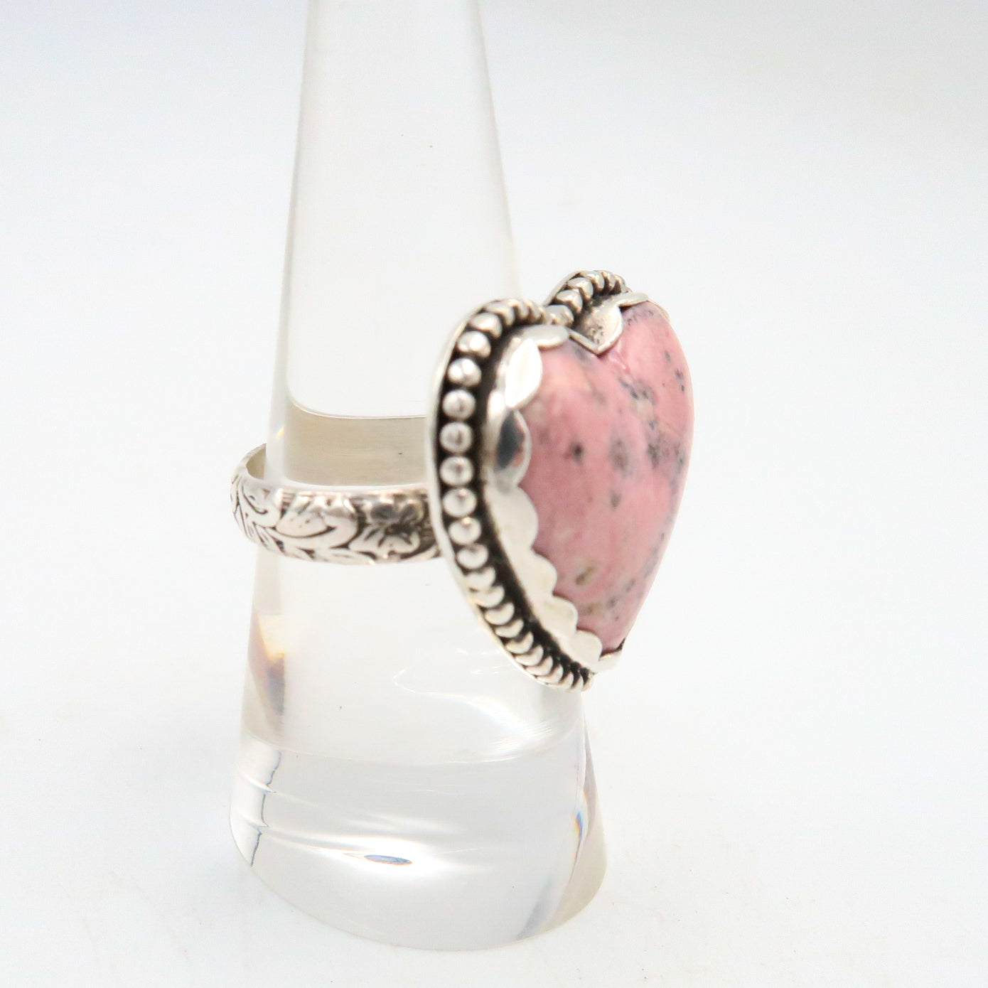 Pink Rhodonite Heart Statement Ring