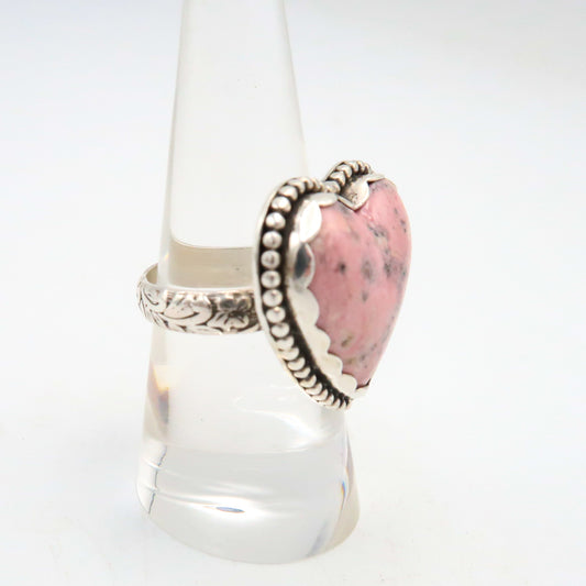 Pink Rhodonite Heart Statement Ring