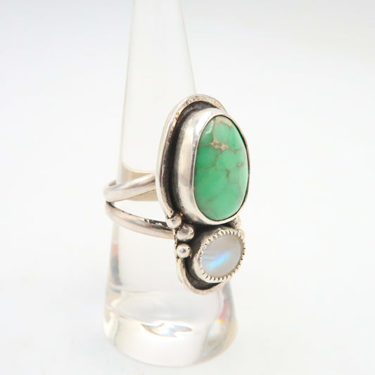 Variscite Moonstone Silver Statement Ring