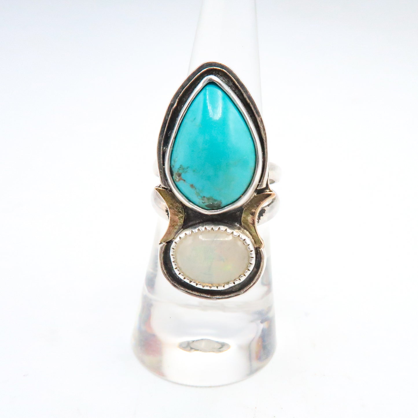 Turquoise and Ethiopian Opal Handmade, Artisan Ring