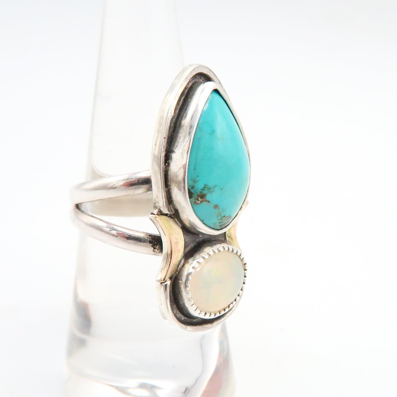 Turquoise and Ethiopian Opal Handmade, Artisan Ring