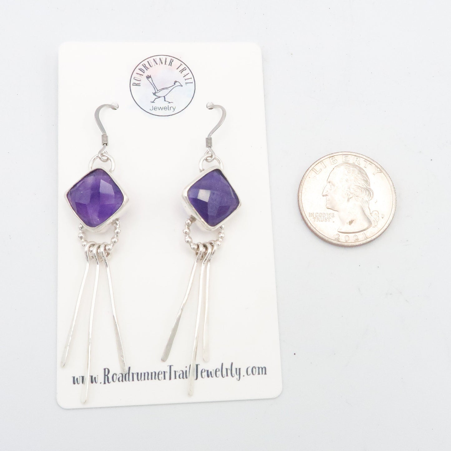 Amethyst Sterling Silver Dangle Sparkle Earrings