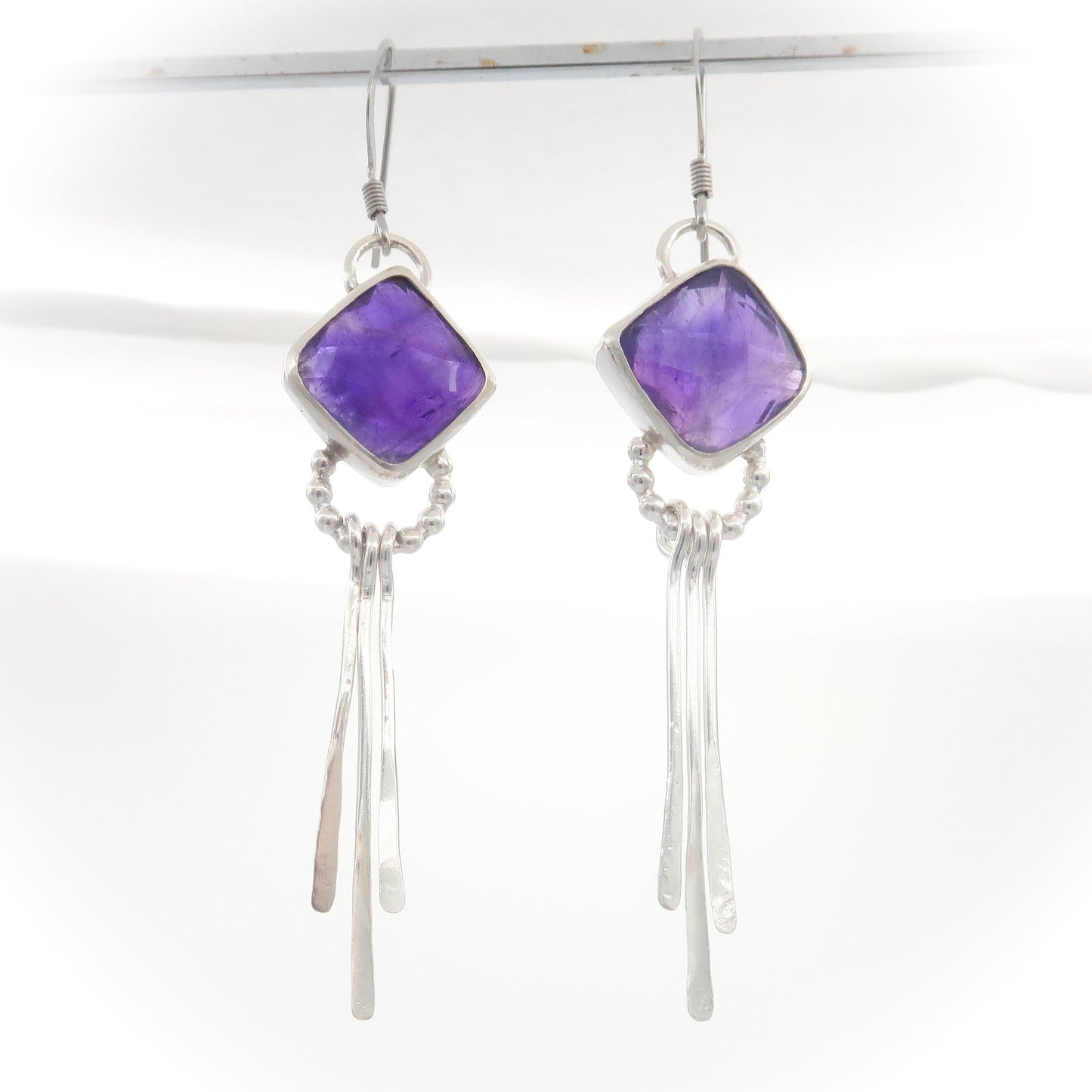 Amethyst Sterling Silver Dangle Sparkle Earrings