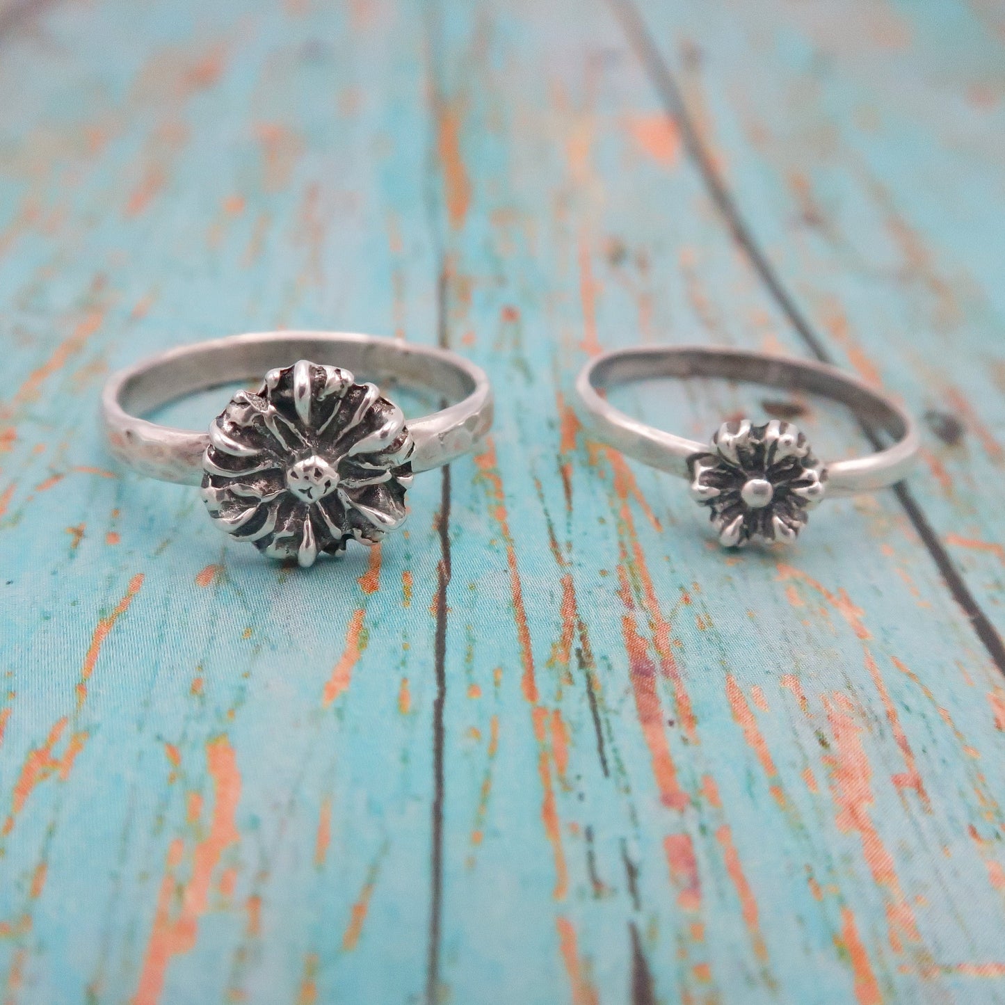 Flower Ring Stackers Sterling Silver