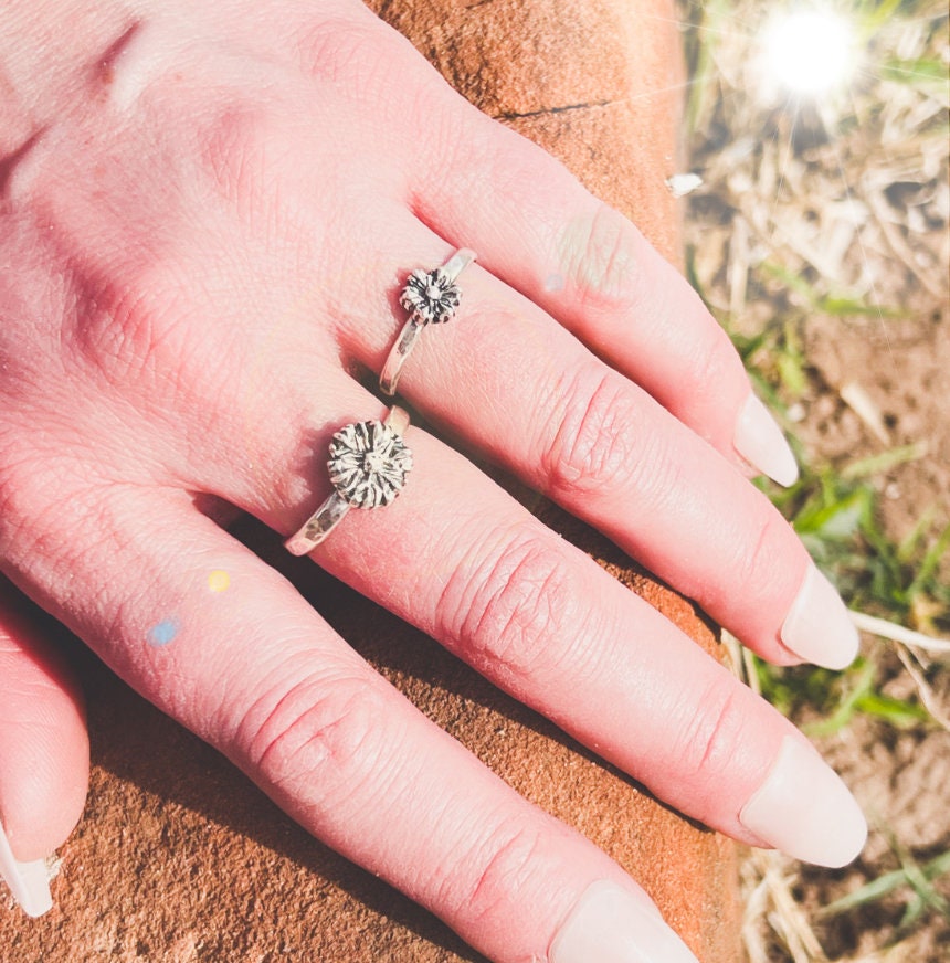 Flower Ring Stackers Sterling Silver