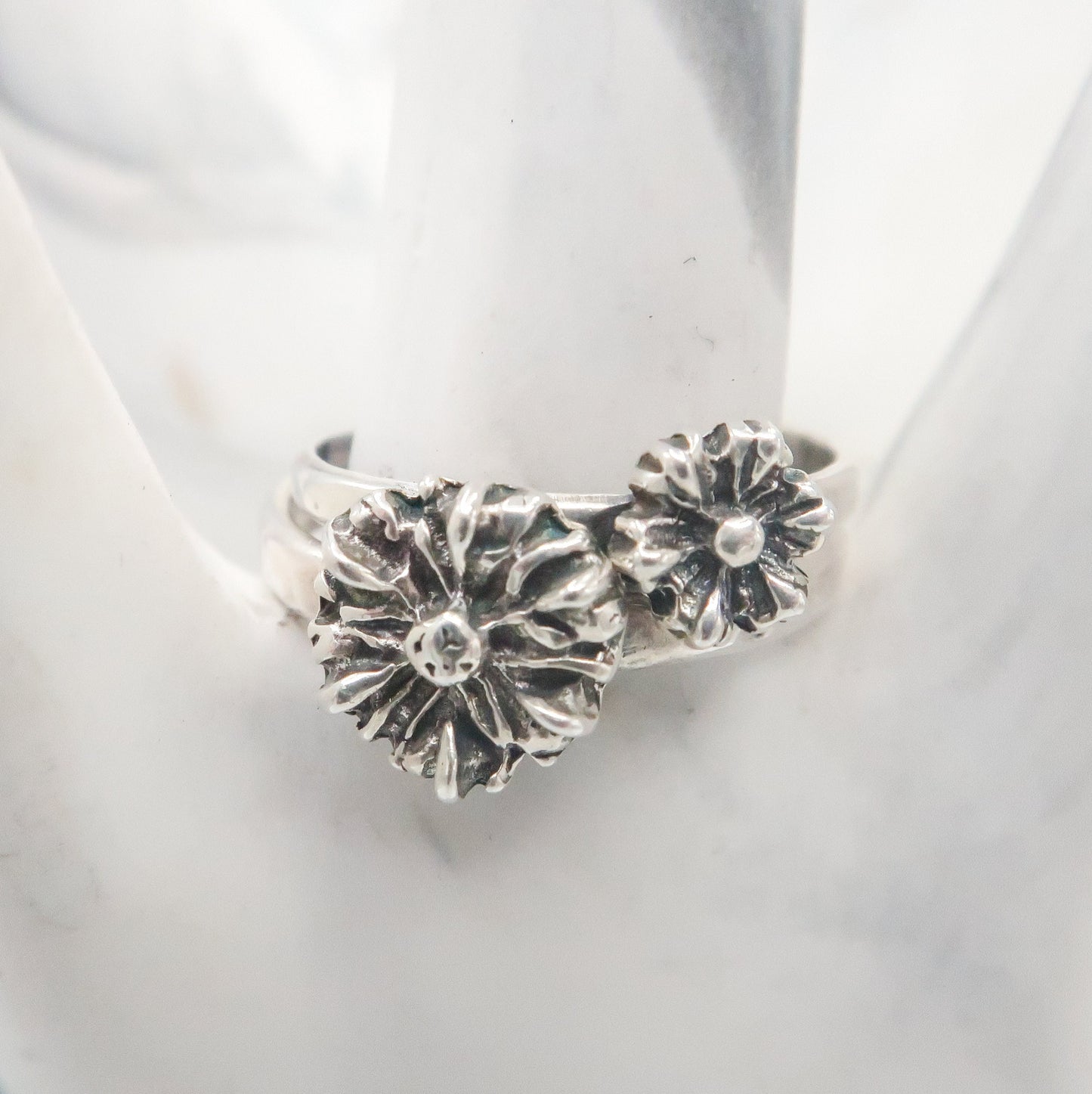 Flower Ring Stackers Sterling Silver